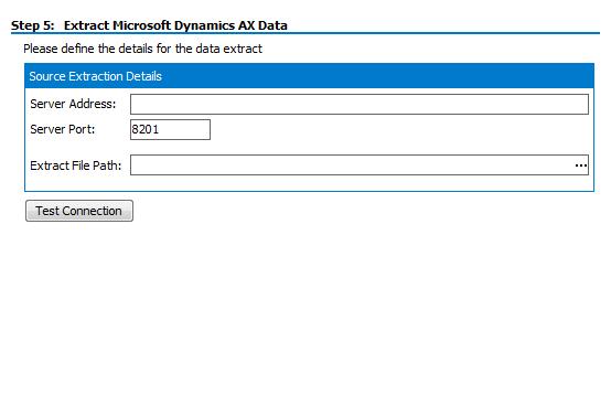 I N S T A L L A T I O N 2.14.2 Entering the Dynamics AX connection settings Step 5 of the Repository Wizard records the information required for Safyr to connect to the Dynamics system.
