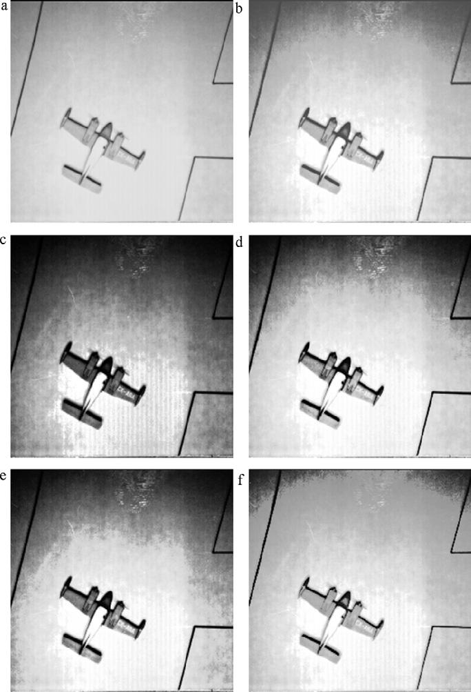 430 C. Zuo et al. / Optik 14 013 45 431 5. Results discussion Fig. 7. a Original image of Plane. b Result of SWHE. c Result of GHE. d Result of BBHE. e Result of DSIHE. f Result of MMBEBHE.