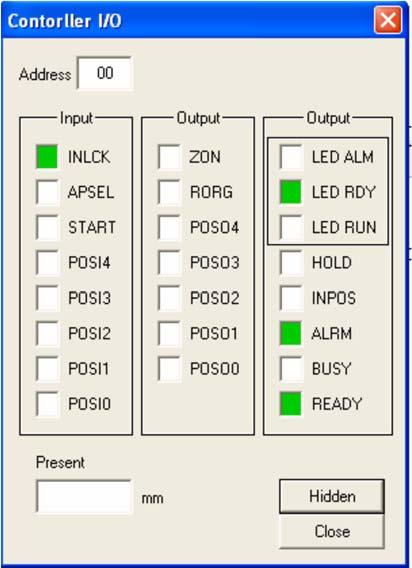5.10. Displaying I/O Signal Status Input and output signal status for the controller is displayed.