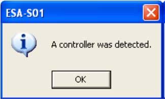 If the controller is successfully detected, a confirmation dialog box pops up.