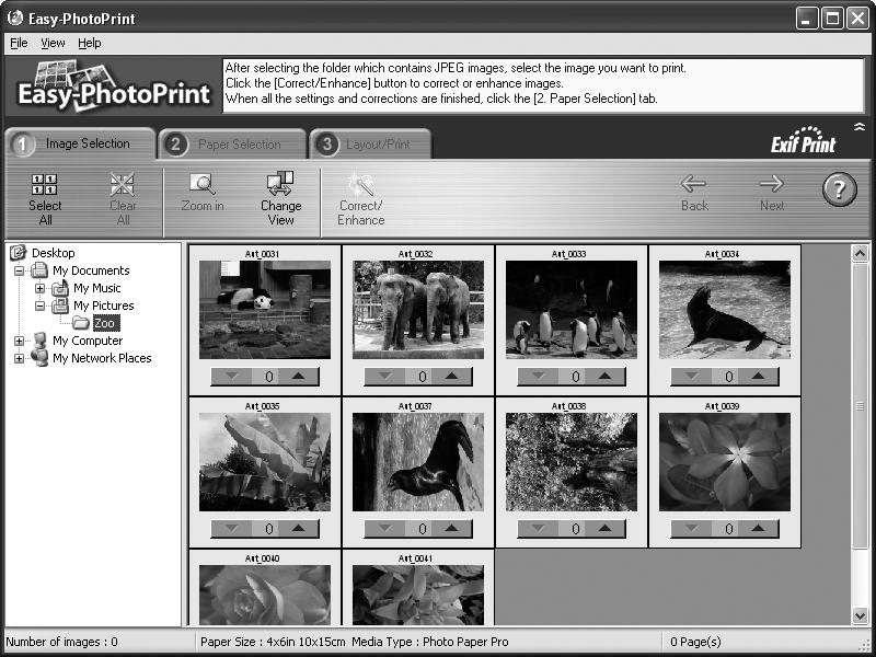 Advanced Printing 2 Select photographs. (1) Select the folder containing the photograph you want to print.