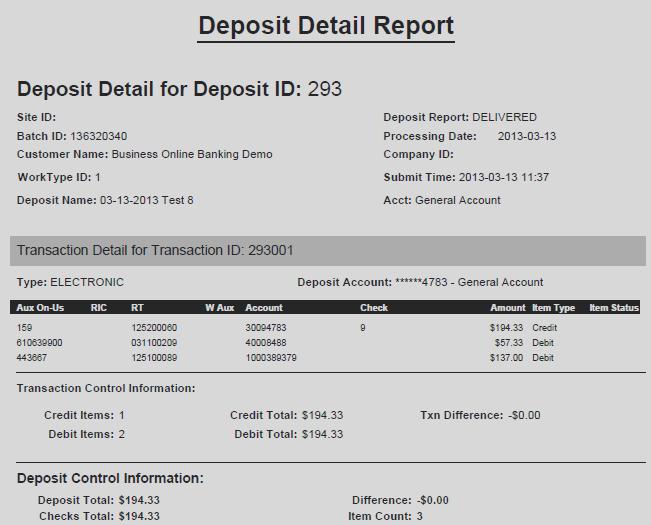 Click the Export As button and select the format to use. 4. Print or save the resulting report/file as needed. (See Figure 11.45) Deposit Detail Report Figure 11.