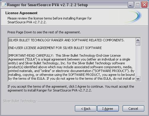 Agree to the License Agreement screen that appears by clicking the appropriate button.