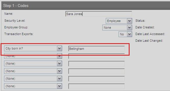 4. Complete the following fields with the new employee information. a. Name - Enter the user s name be