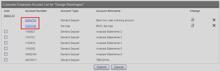 Figure 3.56: Administration Tab Accounts - Access Accounts 5. To remove access, click the X icon to the far right of the account row. Click Submit and Done to delete the access. 6.