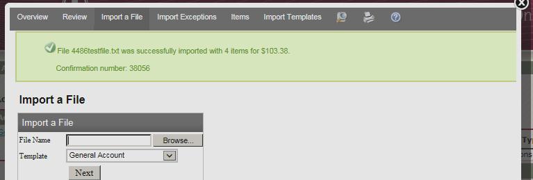 Importing Issued Item Files Files containing one or more items are imported to Business Online Banking.