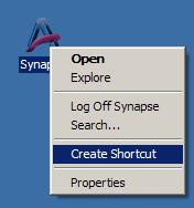 6. Create Synapse Shortcut Directly From Windows 7 Create shortcut: While Windows XP Mode is open, right click on the Synapse icon on the desktop and