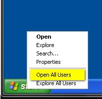 Shortcut in correct location: Right click on the Start Menu (of Windows XP Mode) and go to Open All Users Double click on the Programs folder Right