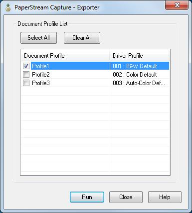 Chapter 7 Exporting and Importing an Operational Environment 2 Select the check boxes for the document profiles to be exported. 3 Click the [Run] button. The [Save as] window appears.