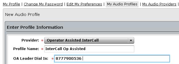 CONFIGURING YOUR OPERATOR ASSISTED AUDIO CONTROLS FROM ADOBE CONNECT CENTRAL: CREATING AN AUDIO PROFILE Note: Keep your Welcome Email handy to create a new audio profile.