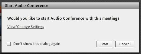 STARTING A WEB MEETING USING AUDIO CONFERENCE CONTROLS STARTING AN AUDIO CONFERENCE USING AN AUDIO PROFILE Once you have created an audio profile and associated it with a meeting, Adobe Connect uses