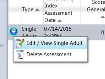 To Edit a VI-SPDAT Assessment: Expand Assessments in the left Navigation panel and scroll down to the green flag that reads VI-SPDAT.