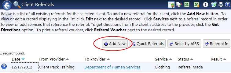 Click on the Refer to Provider search icon to look for providers that provide the service you have selected. (only providers that provide that service will be displayed for selection) Step 6.