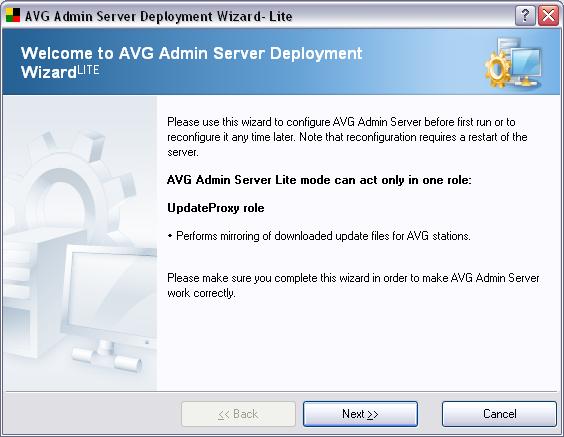 8.1. AVG Admin Deployment Wizard Lite The first dialogue explains the purpose of the Wizard.