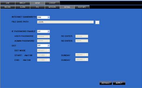 ONLINE SOFTWARE Settings This tab allows you to adjust general settings for your online viewing software and DVR.