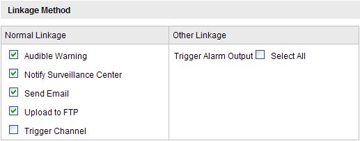 3. Set the Alarm Actions for Motion Detection. Check the checkbox to select the linkage method.