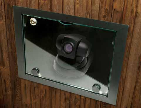 CAMERA MOUNT VIDEO CONFERENCING CAMERA BOX WALL RECESSED Draper s Video Conferencing Camera Box recesses a camera in the wall, behind a hinged tempered glass door to keep your camera out of view and