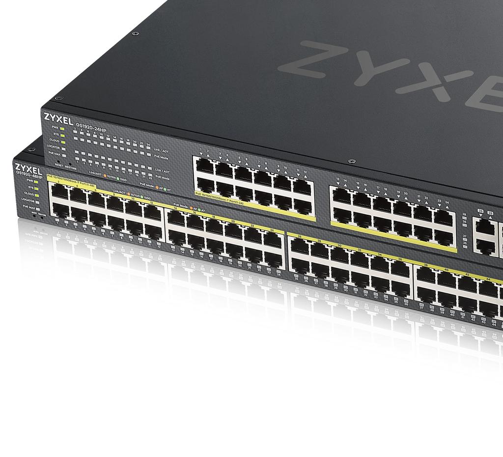 GS1920v2 Series 8/24/48-port GbE Switch Benefits Introducing the new hybrid switch The Zyxel GS1920v2 Switch Series introduces Zyxel NebulaFlex that allows you to easily switch between standalone and