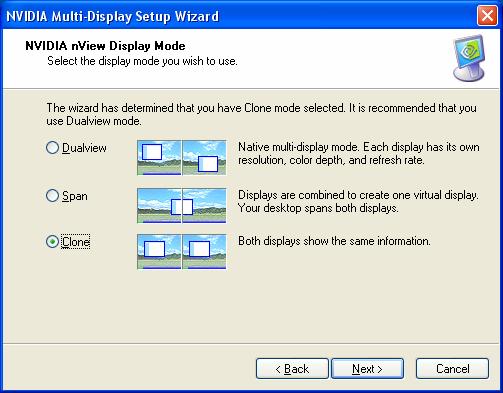 H. The NIVIDIA Multi-Display Setup Wizard window will appear click the Next button. I.