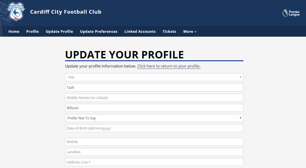 8. Now update your profile by clicking Update Profile in