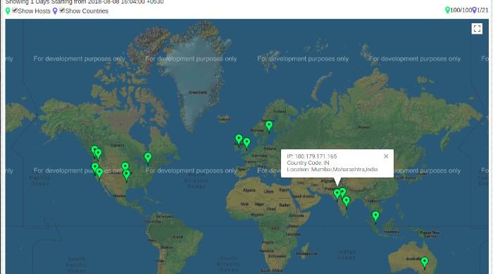 Showing High Traffic endpoints on Geo MAP This map shows you where the top Location wise traffic IP