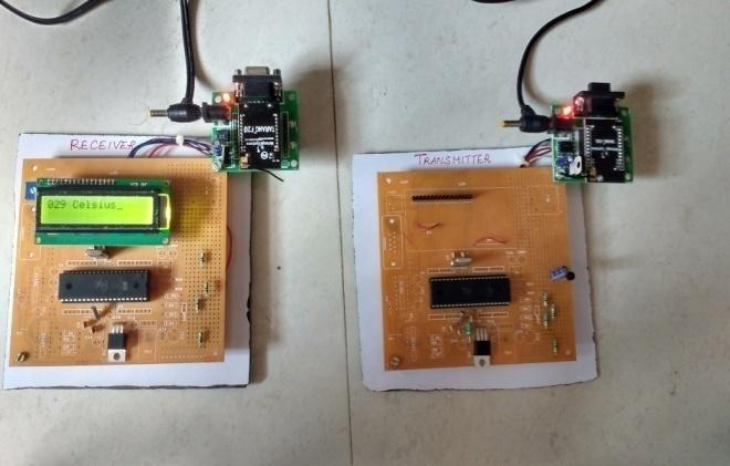 Transmission of signals using TARANG module In receiver, LCD displays the temperature which receives the signal from the repeater section. VI.