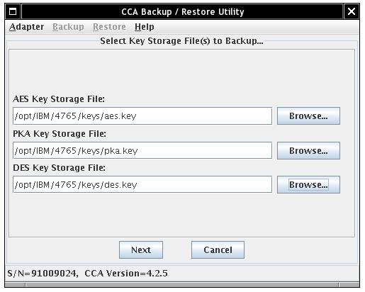 Figure 9 Backup select profiles window Choose the profile(s) you want to back up, and then press Next. The key storage files selection window is displayed. See Figure 10.