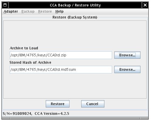 Figure 18 Restore window with files selected Press Restore to finalize the data loading process.