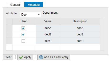 Level 1 Configuration - Metadata Configuration o Select the Attribute in the drop-down box. o Check the Value which correspond to this level 1 item.