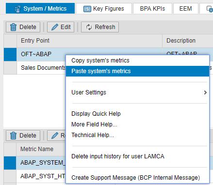 Then right click on the system in the table and select the option Paste system s metrics: Paste System Metrics Then the system metrics will be copied and you should them in the table below.