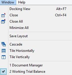 2014 2015 Window Docking View View l Docking View 1 Close View l close 2 Close All View l Close all 3 Minimize all No longer in Working Papers Save