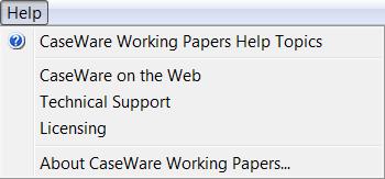 2014 2015 Help CaseWare Working papers help topic File l Help > Help