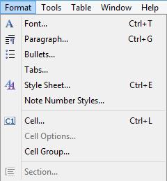 2014 2015 Format Font Home Font > 1 Paragraph Home Paragraph 2 Bullets Home Bullets 3 Tabs Document Tabs 4 Style Sheet Home Styles > 5 Note Number Styles