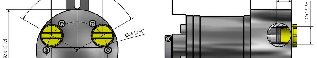 Back Round End Cap (FG) Encoder Length Housing N (Table 1) (64 mm) Total Encoder Length End Cap Clamping Flange B Clamping Flange C