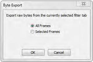 Chapter 4 Capturing and Analyzing Data Selected Frames export is the same as All Frames export except that only frames selected in the Summary pane will be exported. Figure 4.