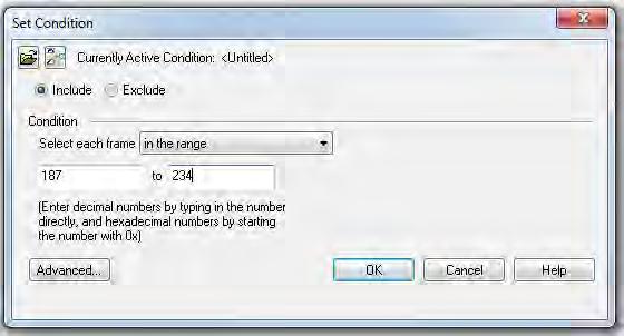 Define the filter conditions, and then apply the filter to the data set. The system combines both filter definition and application in one dialog. 1.