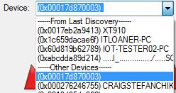Chapter 3 Configuration Settings Select the Bluetooth device address (BD_ADDR) form the Classic Device: drop down list or from the Device Database.