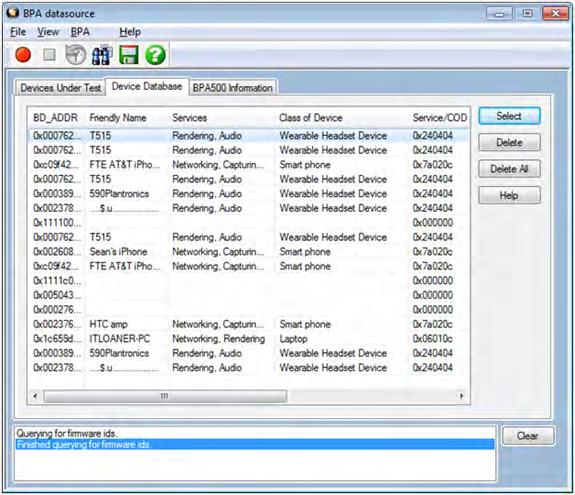 Chapter 3 Configuration Settings TELEDYNE LECROY BPA 600 Datasource Device Database Tab The Device Database is automatically updated when you perform certain operation such as entering encryption