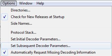 Chapter 3 Configuration Settings Figure 3.20 - Set Subsequent Decoder Parameters... from Control window Figure 3.