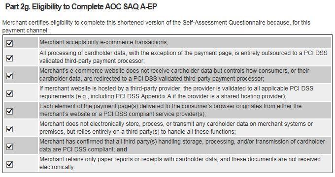 Requirements This is the section of the SAQ that will vary depending on the questionnaire that you are answering.