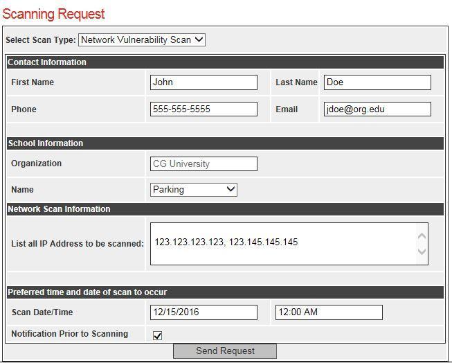 Scanning Request Merchants can request external vulnerability scans of their web applications and / or network resources involved in the payment process.