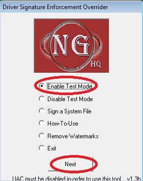 Choose Enable Test