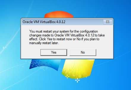 If you choose to uninstall VirtualBox also, a pop up window will show by the end of VirutalBox un-installation, asking if you want to restart the server.