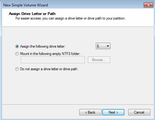 Assign a drive letter,