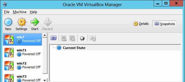 VirtualBox Manager, choose the virtual
