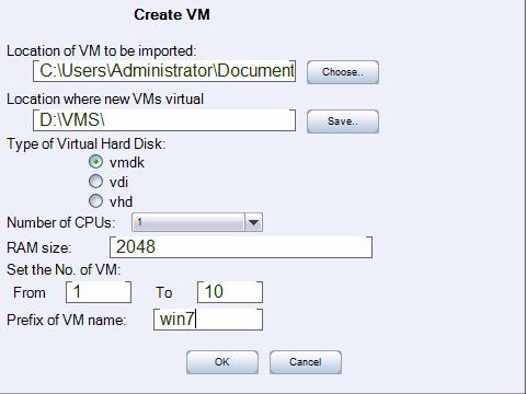 Click to select the folder where to store these virtual machines, make sure there is no blank in the path too.