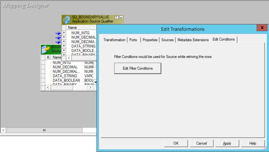 Configuring a Source Filter Configure a source filter from the Application Source Qualifier. 1.
