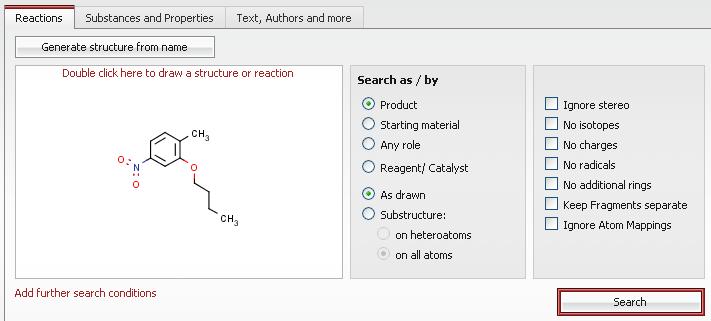 Generate a structure from name Available on the Reactions and Substances & Properties Query tabs. Generate structure from name button Click this button to open an input field.