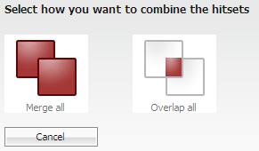 Combine hitsets Select two or more lists by checking the box closed to the Query column; the Combine hitsets button becomes available and will provide graphical tools to