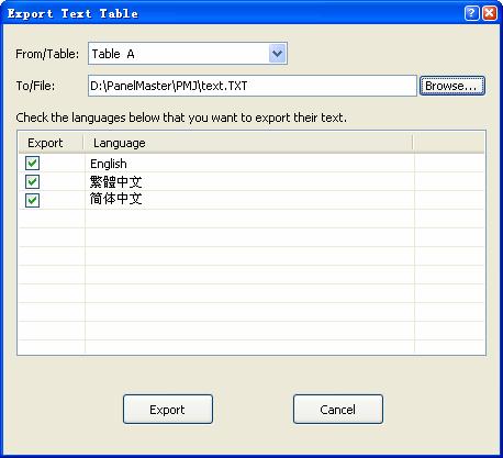 If the Import box of a language is checked, the texts of that language in the text file will be imported into the table.